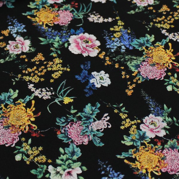 Baumwollstoff Blumen Dahlien Pfingstrosen