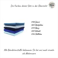 Bündchenstoff Set Blautöne 5er Set