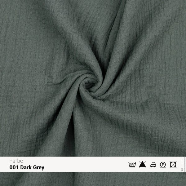 Bio-Musselin Double Gauze 002 Dunkel Grau, 8,98 €