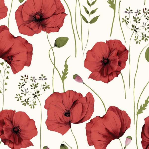 Baumwollstoff Mohnblume Rot