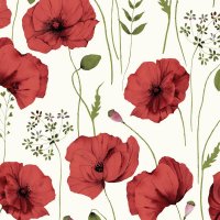 Baumwollstoff Mohnblume Rot
