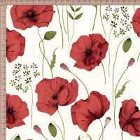 Baumwollstoff Mohnblume Rot