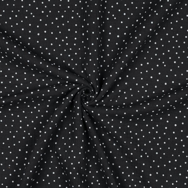Double Gauze Little Dots 001 Schwarz