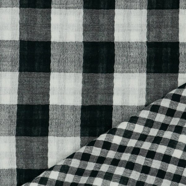 Double Gauze Double Sided Checks 001 Schwarz