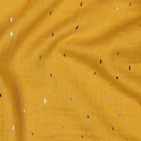 Double Gauze Foil Stripes 002 Ochre/Gold