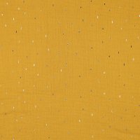 Double Gauze Foil Stripes 002 Ochre/Gold