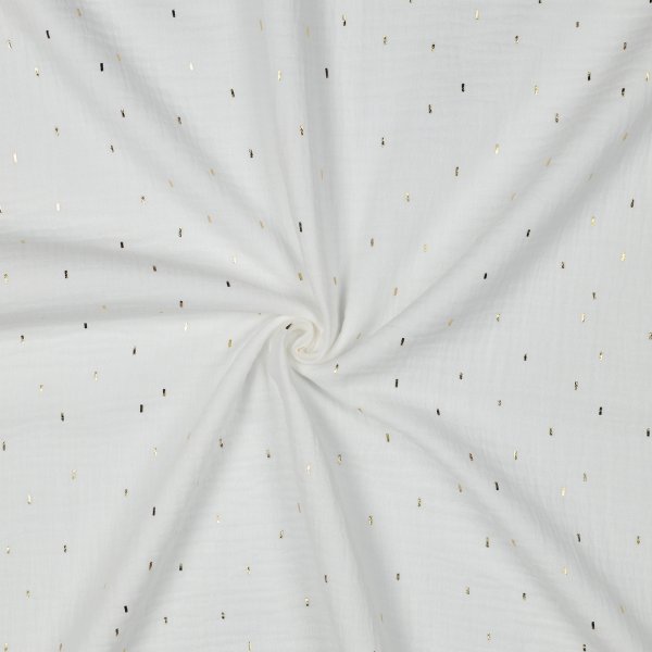 Double Gauze Foil Stripes 006 Off White/Gold