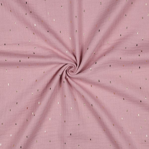 Double Gauze Foil Stripes 008 Old Rose/Gold