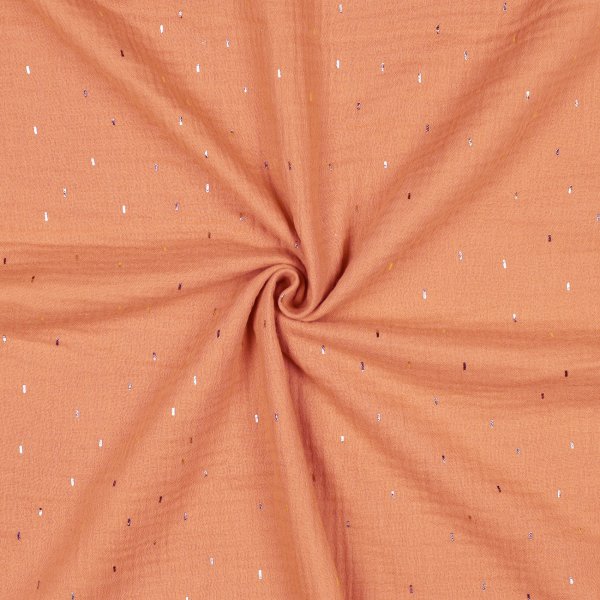 Double Gauze Foil Stripes 013 Apricot/Gold