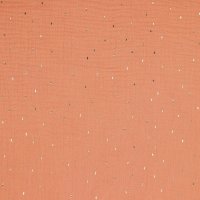 Double Gauze Foil Stripes 013 Apricot/Gold