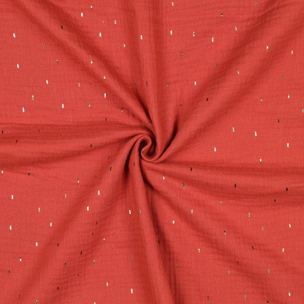 Double Gauze Foil Stripes 014 Rust/Gold