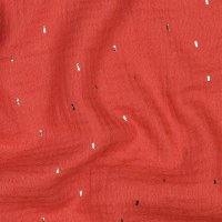 Double Gauze Foil Stripes 014 Rust/Gold