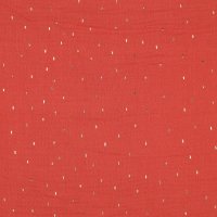 Double Gauze Foil Stripes 014 Rust/Gold