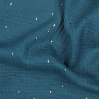 Double Gauze Foil Stripes 016 Petrol/Gold