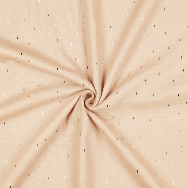 Double Gauze Foil Stripes 017 Powder/Gold