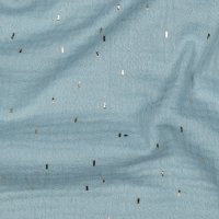 Double Gauze Foil Stripes 018 Cyan/Gold