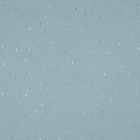 Double Gauze Foil Stripes 018 Cyan/Gold