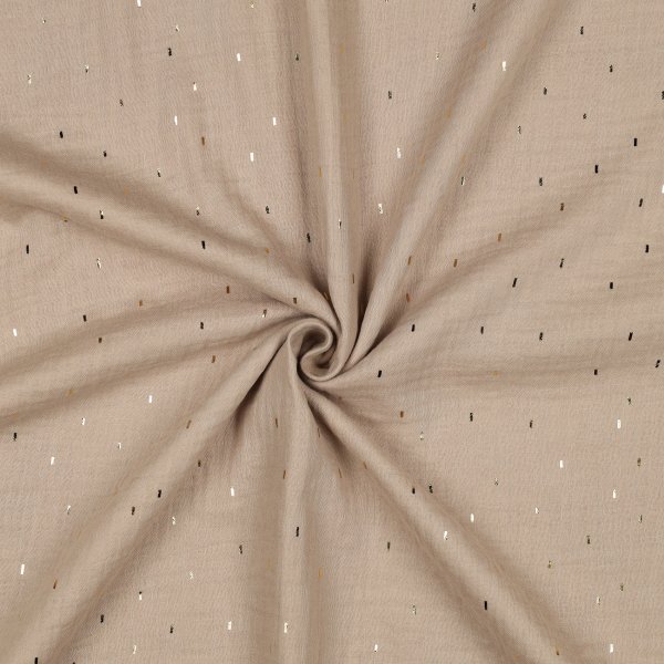 Double Gauze Foil Stripes 019 Beige/Gold