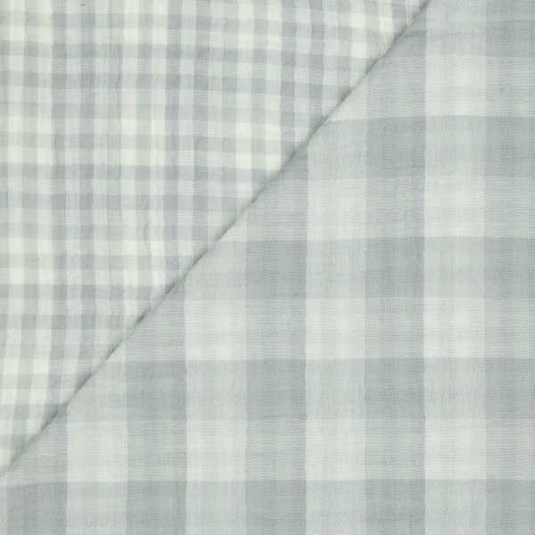 Double Gauze Double Sided Checks 003 Grey