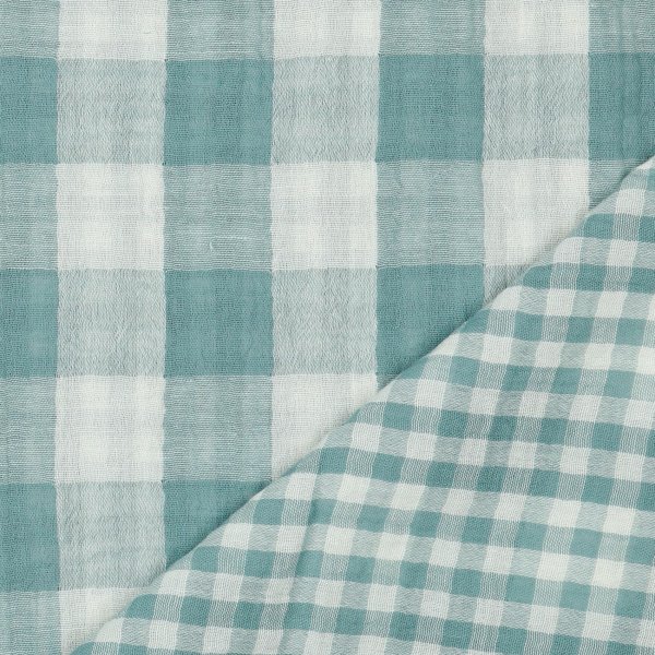 Double Gauze Double Sided Checks 017 Green