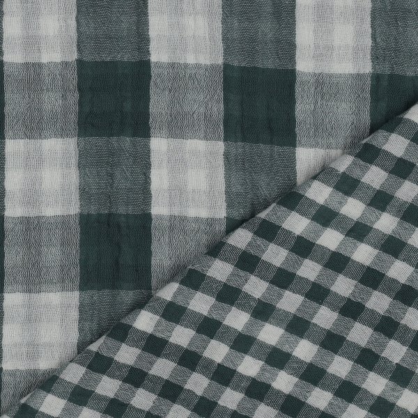 Double Gauze Double Sided Checks 030 Cyan