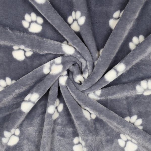 Fleece Dog Paw 001 Light Grey