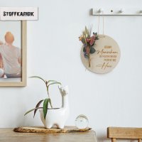 Holzscheibe Freundschaft mit bunten Trockenblumen