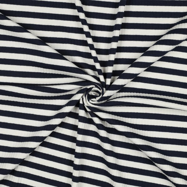 Rib Yarn Dyed Stripes 001 Navy/Ecru