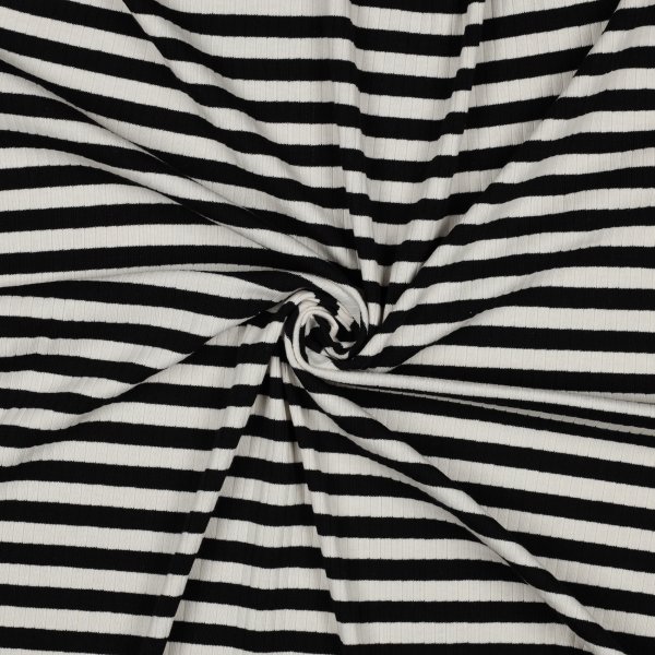 Rib Yarn Dyed Stripes 005 Schwarz