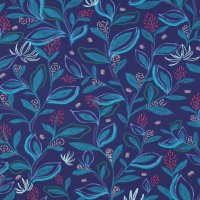 Baumwollstoff Blätter Digital Cobalt