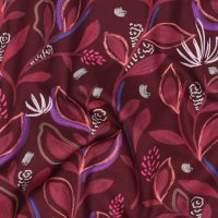 Baumwollstoff Blätter Digital Bordeaux