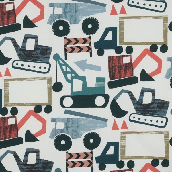 Baumwollstoff Baustellen Fahrzeuge