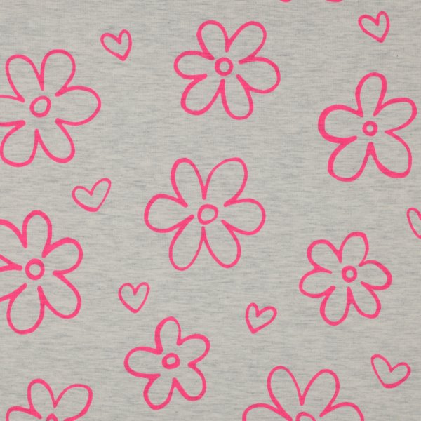 Jerseystoff Neon Blüten