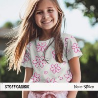 Jerseystoff Neon Blüten