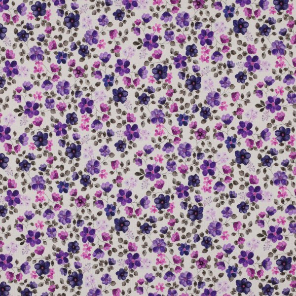 Jerseystoff Flower Power Digital Off-White Purple