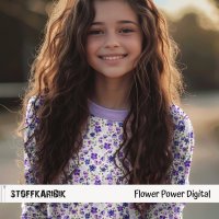 Jerseystoff Flower Power Digital Off-White Purple