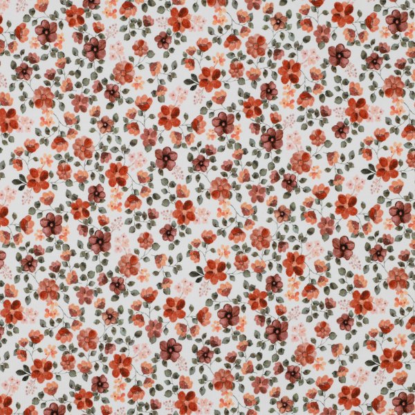 Jerseystoff Flower Power Digital White Peach