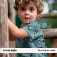 Jerseystoff Superhelden Neon