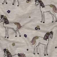 Jerseystoff Glitter Pferde Light Sand