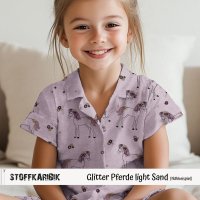 Jerseystoff Glitter Pferde Light Sand