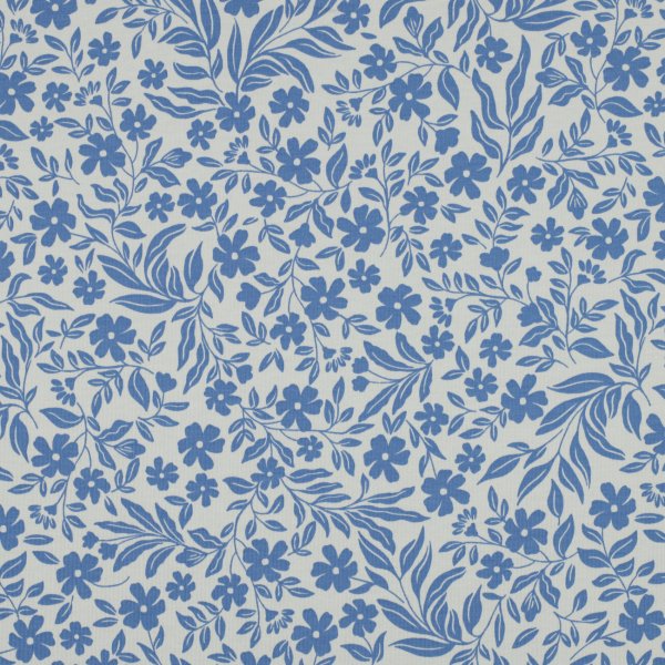 Jerseystoff Blumen auf Weiß