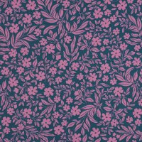 Jerseystoff Blumen auf Petrol