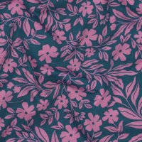 Jerseystoff Blumen auf Petrol