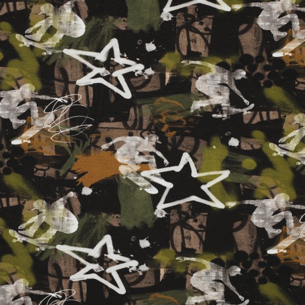French Terry Skater Graffiti Digital Army Green