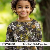 French Terry Skater Graffiti Digital Army Green