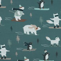 French Terry Winter Tiere Digital Sage