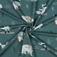 French Terry Winter Tiere Digital Sage