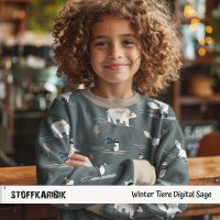 French Terry Winter Tiere Digital Sage