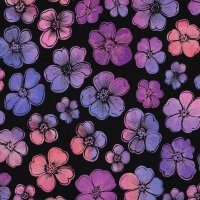 French Terry Blumen Digital Navy