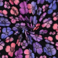 French Terry Blumen Digital Navy